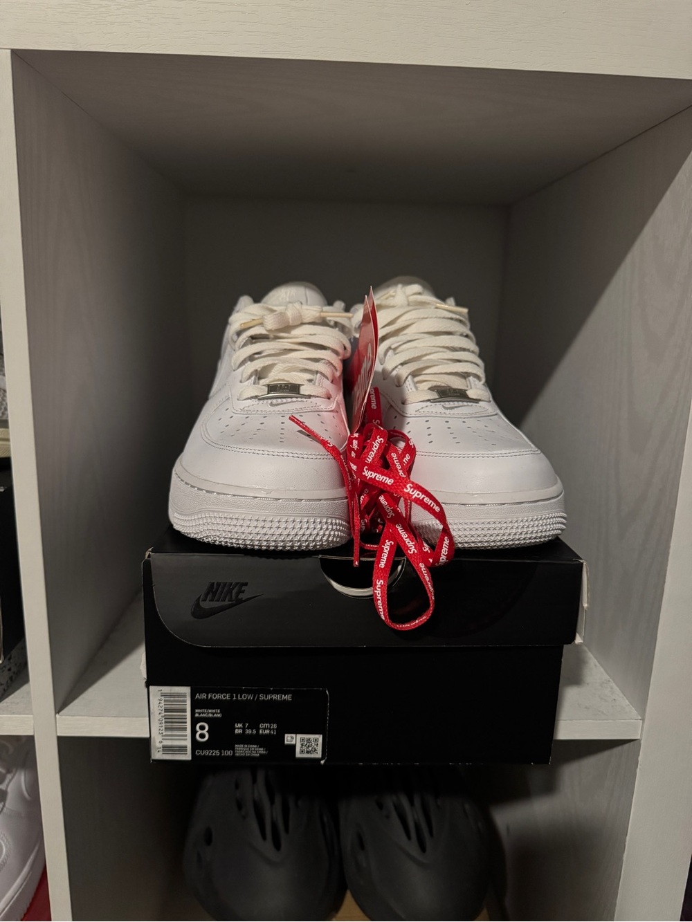 NEW!!! White Supreme AF1s. Size 8M 9.5W. 10/10 Condition. NEVER BEEN WORN BEFORE